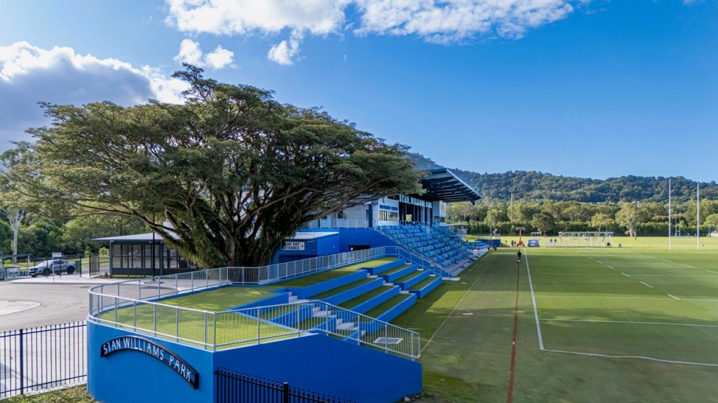 Cairns Brothers Stadium at Stan Williams Park featuring Moddex pre-engineered handrail and balustrades.
